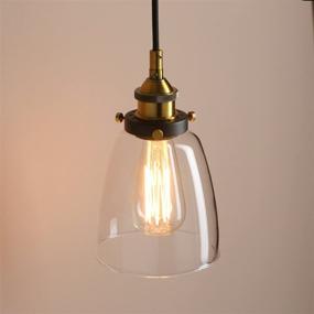 img 1 attached to 🏪 Pathson Retro Pendant Lighting, Industrial Small Hanging Light with Clear Glass and Textile Cord, Adjustable Kitchen Lamp for Hotels, Hallways, Shops, Cafes, Bars - Flush Mount Ceiling Light Fixtures