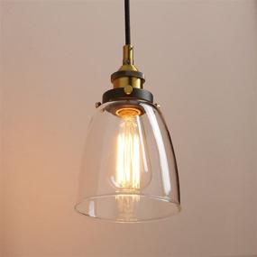 img 3 attached to 🏪 Pathson Retro Pendant Lighting, Industrial Small Hanging Light with Clear Glass and Textile Cord, Adjustable Kitchen Lamp for Hotels, Hallways, Shops, Cafes, Bars - Flush Mount Ceiling Light Fixtures