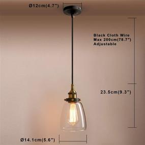 img 2 attached to 🏪 Pathson Retro Pendant Lighting, Industrial Small Hanging Light with Clear Glass and Textile Cord, Adjustable Kitchen Lamp for Hotels, Hallways, Shops, Cafes, Bars - Flush Mount Ceiling Light Fixtures