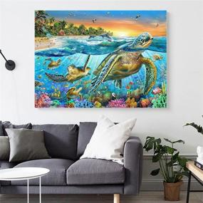 img 2 attached to 🐢 Fipart Diamond Painting Cross Stitch Kit - Turtle Wall Sticker for Living Room Décor (16X22inch/40X55CM)