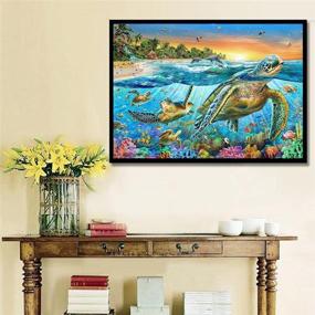 img 3 attached to 🐢 Fipart Diamond Painting Cross Stitch Kit - Turtle Wall Sticker for Living Room Décor (16X22inch/40X55CM)