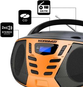 img 2 attached to KORAMZI Portable CD Boombox with AM/FM Radio - Compact and Versatile Music Player for Indoor/Outdoor, Offices, Home, Restaurants, Picnics, School, Camping - Black/Orange CD55-BKO