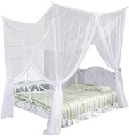 🛏️ white full/queen/king bed canopy set - elegant decorative four corner post design (86.6x78.7x98.4 inches) logo