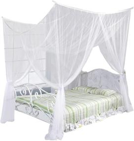 img 4 attached to 🛏️ White Full/Queen/King Bed Canopy Set - Elegant Decorative Four Corner Post Design (86.6x78.7x98.4 Inches)
