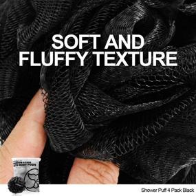 img 1 attached to WhaleLife Shower Puff 4 Pack: Black Bath Sponge Loofahs with Bamboo Charcoal, Large Mesh Bulk Puffs – Essential Skin Care for an Invigorating Shower Experience