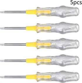 img 1 attached to ⚡️ Fielect 5pcs Tester Screwdriver: Electric Contact Voltage Detector Pen with Dual Head Slot Phillips, Ideal for Circuit Testing 100-500V