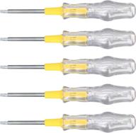 ⚡️ fielect 5pcs tester screwdriver: electric contact voltage detector pen with dual head slot phillips, ideal for circuit testing 100-500v логотип