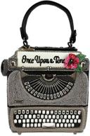 ✉️ mary frances just my type typewriter beaded top-handle handbag" - optimized product name: "mary frances typewriter beaded top-handle handbag - just my type logo