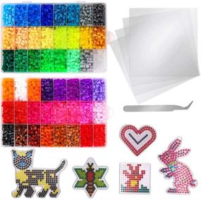 img 4 attached to 🎁 Weychen 8800pcs Fuse Beads Kit - 48 Colors 5mm Fuse Beads Craft Set - Iron Beads - Including 5 Pegboards, 4 Ironing Paper & 1 Tweezers - Perfect Christmas and Birthday Gift