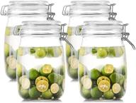 🍯 kingrol 4 pack 34 ounces glass jars with wide mouth, bail and trigger clamp lids - ideal for pickling, preserving, canning, and dry food storage (round) logo