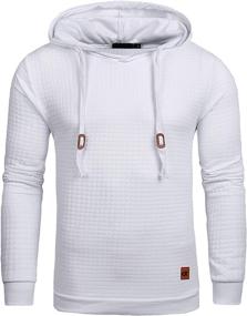 img 4 attached to 👕 Square Pattern Men's Pullover Hoodie: Stylish, Casual Long Sleeve Sweatshirt with Hood