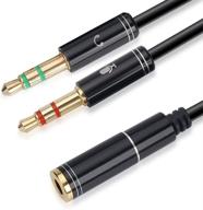 🎧 nanyi 3.5mm 4 pin female to 2x3.5mm 3 pin male headphone converter: compact y adapter cable for enhanced audio splitting, 0.3m 1ft (black) logo