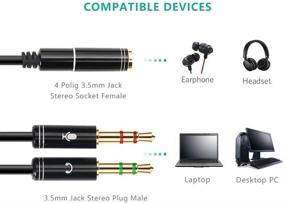 img 1 attached to 🎧 NANYI 3.5mm 4 Pin Female to 2x3.5mm 3 Pin Male Headphone Converter: Compact Y Adapter Cable for Enhanced Audio Splitting, 0.3M 1FT (Black)