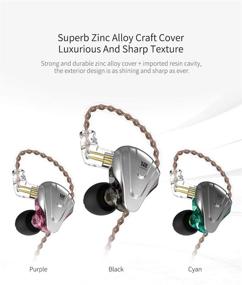 img 3 attached to 🎧 KZ ZSX 1DD+5BA Hybrid HiFi Stereo In-Ear Monitors: Noise Isolating Sport Earphones with Detachable Cable (MIC, Purple)