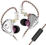 🎧 kz zsx 1dd+5ba hybrid hifi stereo in-ear monitors: noise isolating sport earphones with detachable cable (mic, purple) logo