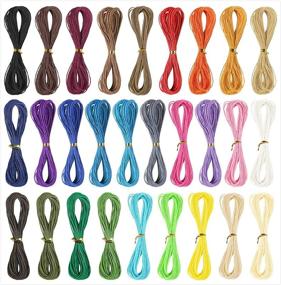 img 4 attached to 💎 Vibrant 30-Color 1mm Waxed Polyester Cord: Perfect for Bracelets and Jewelry Making, 10m Each Color