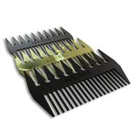 jovinno hair styling metal hair & beard comb - premium quality luxury dual-sided wide + fine tooth design for enhanced hair contouring … (silver grey metal) logo