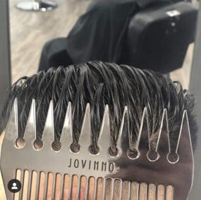 img 2 attached to Jovinno Hair Styling Metal Hair & Beard Comb - Premium Quality Luxury Dual-Sided Wide + Fine Tooth Design for Enhanced Hair Contouring … (Silver Grey Metal)