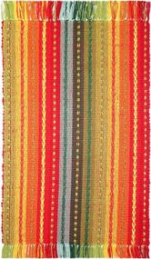 img 2 attached to 🟡 Набор ковриков COTTON CRAFT Salsa Stripe: 2 акцентных коврика из чистого хлопка, 2' X 3', красно-многоцветные - высокое качество!