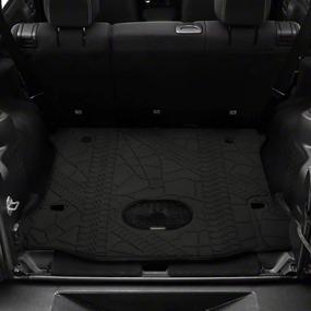 img 3 attached to 🔳 All-Weather Black Rear Trunk Cargo Floor Mat for 2015-2018 Wrangler Rubicon JK JKU 4 Door - Cargo Tray Liner with Subwoofer Mat Cutout – WINUNITE