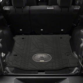 img 1 attached to 🔳 All-Weather Black Rear Trunk Cargo Floor Mat for 2015-2018 Wrangler Rubicon JK JKU 4 Door - Cargo Tray Liner with Subwoofer Mat Cutout – WINUNITE