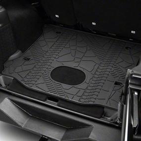 img 2 attached to 🔳 All-Weather Black Rear Trunk Cargo Floor Mat for 2015-2018 Wrangler Rubicon JK JKU 4 Door - Cargo Tray Liner with Subwoofer Mat Cutout – WINUNITE