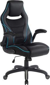 img 4 attached to Xeno Ergonomic Adjustable Gaming Chair by 🎮 OSP Home Furnishings - Black with Blue Accents