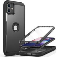 📱 youmaker metallic iphone 11 case: full body rugged protection with screen protector, slim fit shockproof cover 6.1 inch-black logo