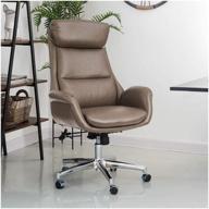 🪑 premium leatherette swivel office chair: glitzhome mid-century modern adjustable high back in brownish grey logo