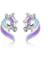 unicorn earrings hypoallergenic rainbow daughter logo