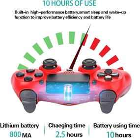 img 1 attached to 🎮 Red Wireless Gamepad Controller for PS4/Slim/Pro, Bluetooth with Vibration Turbo, Built-in Speaker, USB Cable, Mini LED Indicator