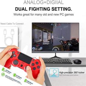 img 2 attached to 🎮 Red Wireless Gamepad Controller for PS4/Slim/Pro, Bluetooth with Vibration Turbo, Built-in Speaker, USB Cable, Mini LED Indicator