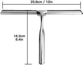 img 2 attached to 🚿 Stainless Steel Shower Squeegee: 10 Inch All-Purpose Cleaner with Rubber Wiper and Rustproof Design - Includes Suction Cup Hook Holder