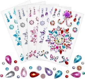 img 4 attached to 💎 5 Sheets Self-Adhesive Craft Jewels: Assorted Sizes Crystal Gem Flatbacks for DIY Crafts & Nail Art with Rhinestone Bling