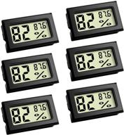 6 pack mini digital refrigerator freezer thermometer with lcd display - fahrenheit (℉) thermometer hygrometer for humidors, greenhouse, garden, cellar, fridge, closet: efficient temperature monitoring solution логотип