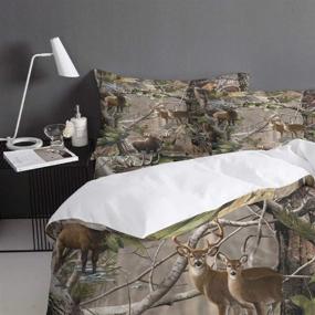 img 1 attached to 3-Piece Realtree Camo Rustic Deer Elk Bird Bear Bedding Set - Twin 🏕️ Size Duvet Cover with 2 Pillow Cases, Ideal for Children, Kids, Teens, and Adults