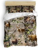 3-piece realtree camo rustic deer elk bird bear bedding set - twin 🏕️ size duvet cover with 2 pillow cases, ideal for children, kids, teens, and adults logo