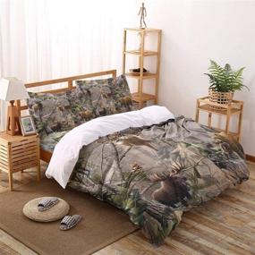 img 2 attached to 3-Piece Realtree Camo Rustic Deer Elk Bird Bear Bedding Set - Twin 🏕️ Size Duvet Cover with 2 Pillow Cases, Ideal for Children, Kids, Teens, and Adults