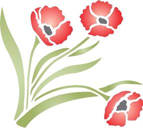 img 4 attached to 🌸 Classic Wall Border Flower Stencil for Painting | 6.5 x 6 inch (L) | Poppy Design Template