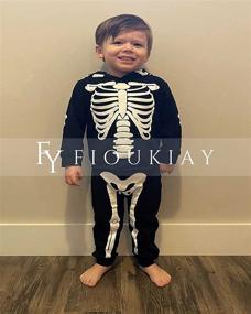 img 1 attached to 🎃 Halloween Skeleton Hoodie Pants Set: Toddler Boys' Spooky Black Long Sleeve Clothing Set