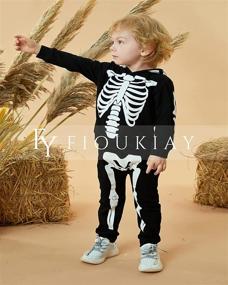 img 2 attached to 🎃 Halloween Skeleton Hoodie Pants Set: Toddler Boys' Spooky Black Long Sleeve Clothing Set