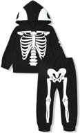 🎃 halloween skeleton hoodie pants set: toddler boys' spooky black long sleeve clothing set logo