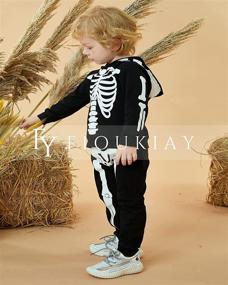 img 3 attached to 🎃 Halloween Skeleton Hoodie Pants Set: Toddler Boys' Spooky Black Long Sleeve Clothing Set