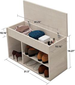 img 2 attached to 🔄 Woodcozy Shoes Bench with Hidden Compartment: 2-Tier Shoe Rack and Entryway Storage in Brown Oak