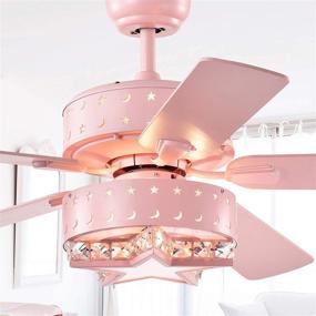 img 2 attached to Warehouse of Tiffany CFL-8404REMO/P Funder 52-inch Pink Star & Crescent Childrens Room Ceiling Fan with Remote - Elegant and Illuminating