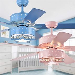 img 1 attached to Warehouse of Tiffany CFL-8404REMO/P Funder 52-inch Pink Star & Crescent Childrens Room Ceiling Fan with Remote - Elegant and Illuminating