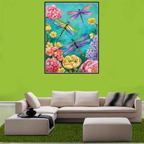 img 2 attached to 🎨 Набор для творчества PinePoem Dragonfly DIY Gift Diamond Painting - искусство и ремесло для взрослых, украшение стен дома - разноцветные материалы для рисования, набор для вышивания бисером 12x16 дюймов