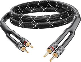 img 4 attached to GearIT 12AWG Braided Speaker Wire (10ft) with Dual Gold Plated Banana Plugs - Heavy Duty, Oxygen-Free Copper (OFC) Black Construction