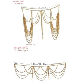 img 3 attached to 🌟 Graeen Punk Accessory: Layered Waist & Shoulder Chain Set - Sexy Gold Bra Jewelry for Women and Girls (Size G)