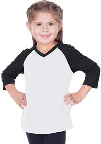 img 1 attached to Kavio Girls Sheer Jersey Contrast V Neck Raglan 3/4 Sleeve (3-6X)